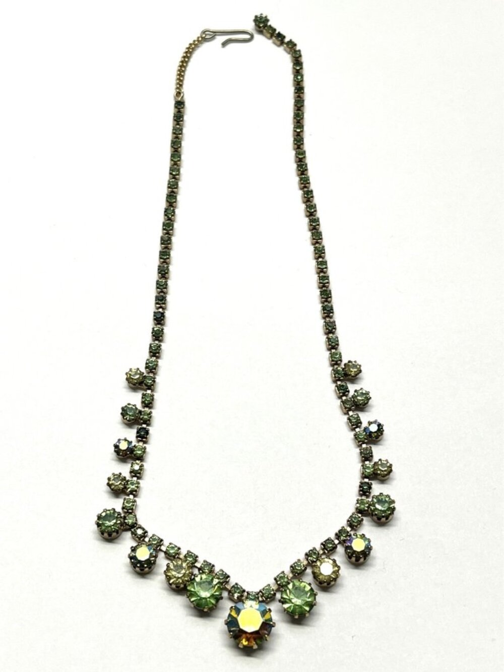 Vintage Karu Green Rhinestone Necklace